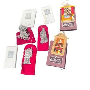 5 Vintage 80's 90's Avon‎ Christmas Ornaments Lot 3 Pewter 2 Cat Windows
